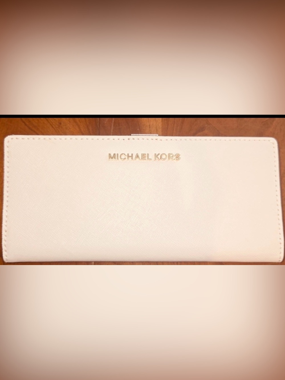 Michael Kors Blush Leather Zip Wallet with Gold Logo